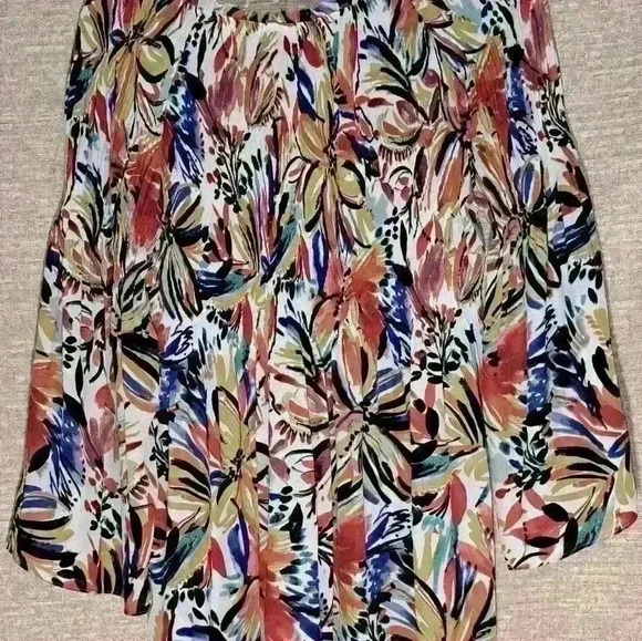 Spense Women's Large Top Flowy Boho Blouse Flared Bell Sleeves size L#149 - Picture 2 of 10